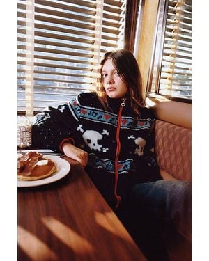 Strawberry Western Skully Sherpa Jacket - Black