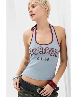 Urban Outfitters Uo League Grunge Halter Top - Blue