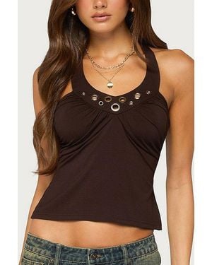 Edikted Raci Grommet Halter Top - Black