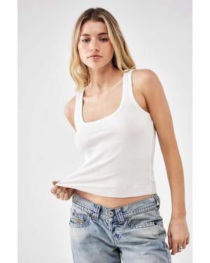 BDG Everyday Square Neck Ribbed Tank Top - White