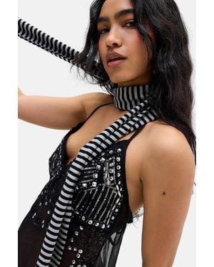 Urban Outfitters Uo Jessica Skinny Stripe Scarf - Black