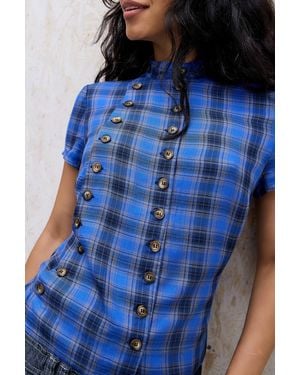 Silence + Noise Silence + Noise Laurna Double Button Blouse - Blue