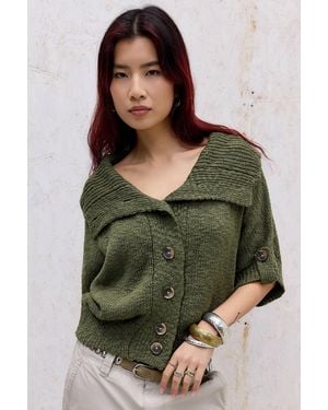 BDG Kaya Slub Pea Coat - Green