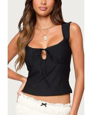 Edikted Leya Textured Keyhole Top - Black