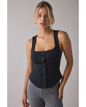 Urban Outfitters Uo Scarlet Tailored Ponte Button Front Tailored Vest Top Jacket - Black