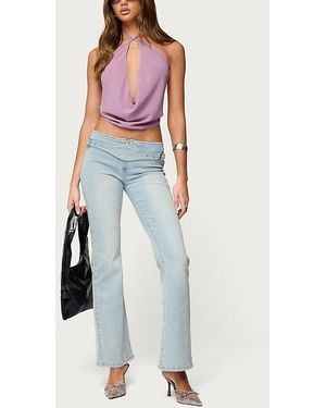 Edikted Chiffon Backless Cowl Neck Top - Blue