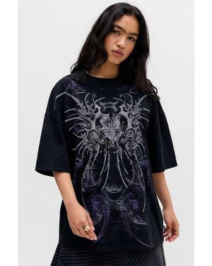Minga Black Sigil Heart Graphic T-shirt - Blue