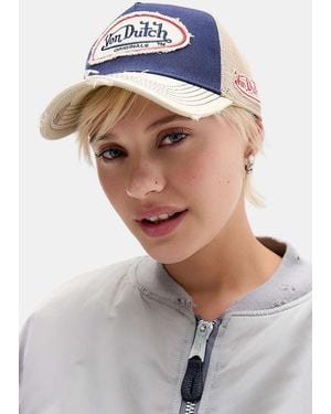 Von Dutch Uo Exclusive Distressed Trucker Cap - Blue