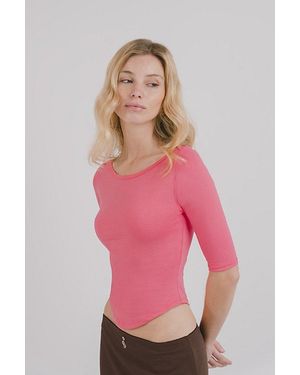 MPAZ STUDIO Colette 3/4 Sleeve Boat Neck Top - Pink