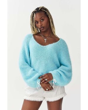 Kimchi Blue Balloon Sleeve Knit Jumper - Blue