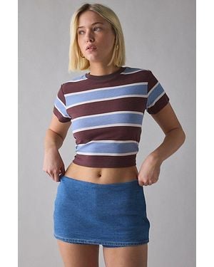 Silence + Noise Piper Denim Micro Skort - Blue