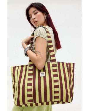 Damson Madder Large Striped Canvas Tote Bag - Natural
