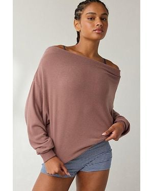 Out From Under Clarity Cozy Knit Off-The-Shoulder Top - Gray
