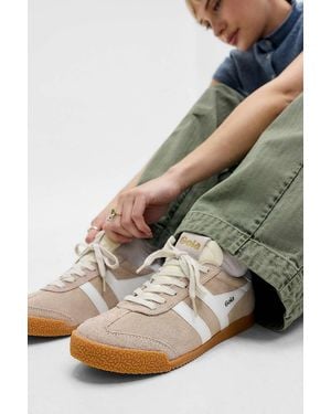 Gola Bone & White Elan Suede Trainers - Natural
