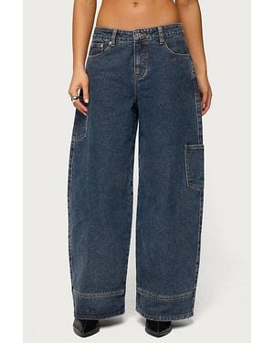 Edikted Nea Pocket Low Rise Baggy Jeans - Blue