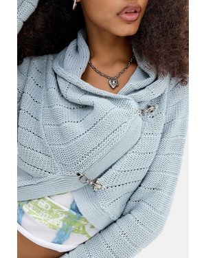 Urban Outfitters Uo Asymmetric Clasp Cardigan - Grey
