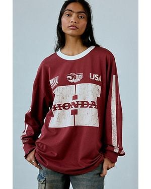 Urban Outfitters Honda Logo Graphic Oversized Long Sleeve Tee - Red