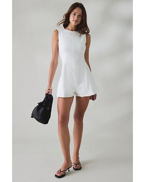 Daisy Street Ripple Fit-And-Flare Sleeveless Romper - White