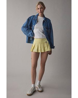 BDG Shaina Belted Linen Micro Mini Skort - Blue