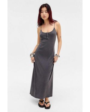 BDG Acid Wash Rib Maxi Dress - Blue