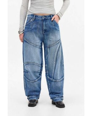Jaded London Zae Sonic Panelled Low Rise Baggy Jeans - Blue