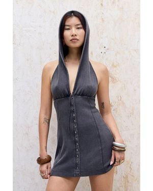 Silence + Noise Silence + Noise Suzi Hooded Halter Mini Dress - Blue