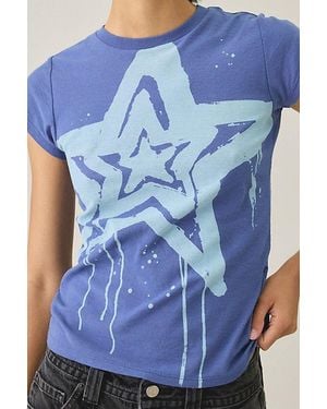 BDG Grunge Graphic Short Sleeve Spill The Tee - Blue