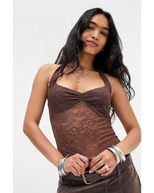 Out From Under Marlow Lace Halter Top - Brown