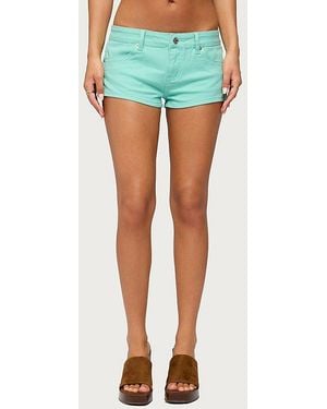 Edikted Jagger Low Rise Denim Shorts - Blue