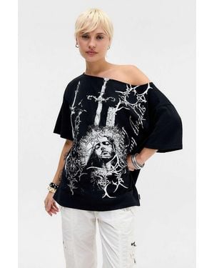 Minga Crown Of Swords Off-shoulder T-shirt - Blue