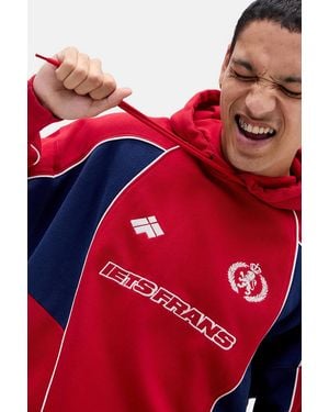 iets frans... Red Piped Long Sleeves Hoodie