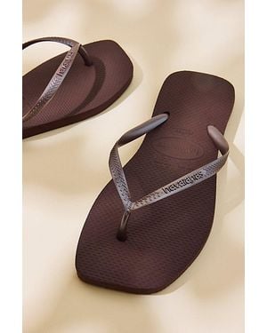 Havaianas Slim Square Flip Flop Sandals - Black