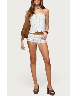 Edikted Isola Crochet Shorts - White