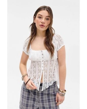 Kimchi Blue Maria Cap Sleeve Babydoll Blouse - White