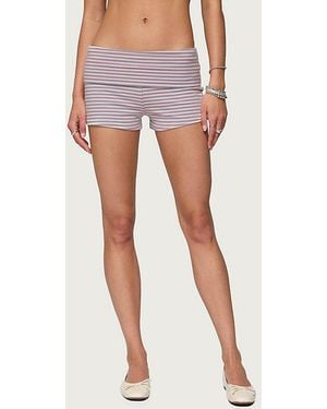 Edikted Kodi Striped Fold Over Shorts - Pink