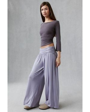 Out From Under Angel Kiss Jersey Knit Foldover Wide Leg Pants - Gray