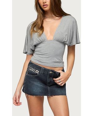 Edikted Nicole Studded Denim Mini Skirt - Gray