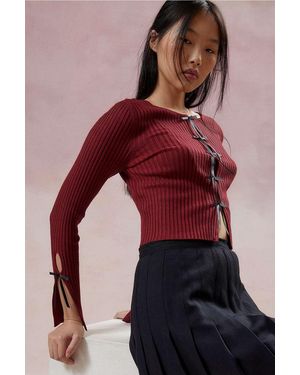 Kimchi Blue Peyton Bow Cardigan - Red