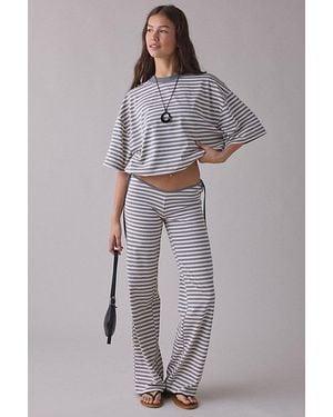 Lioness Bloom Stripe Side-Tie Pants - Grey