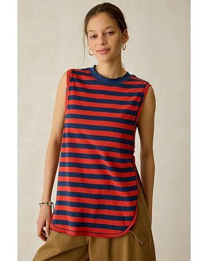 BDG Mirage Side-Split Tunic Tank Top - Red