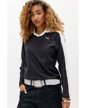 PUMA Black Relaxed Long-sleeve Polo Shirt - Blue