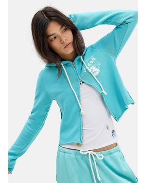 Jaded London Turquoise Cleo Zip-through Hoodie - Blue
