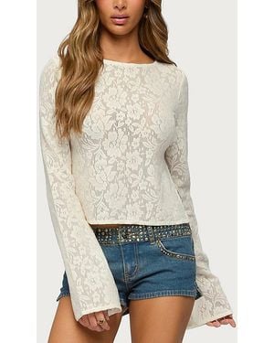 Edikted Flaura Backless Sheer Lace Top - White