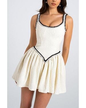 Miss Circle Coco Boucle Tweed Mini Dress - White