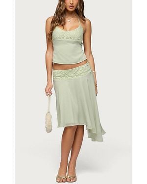 Edikted Evia Lacey Asymmetric Midi Skirt - Green