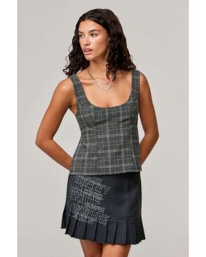 Archive At Uo Tennie Checked Top - Black