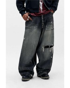 Jaded London Black Eroded Xl Colossus Jeans