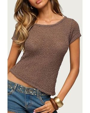Edikted Sesi Asymmetric Textured Knit Top - Grey