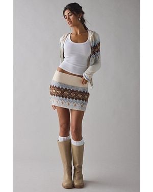 BDG Northern Lights Fair Isle Knit Micro Mini Skirt - Gray