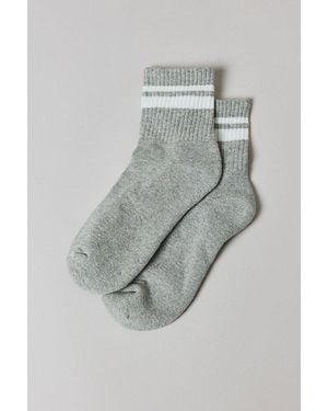 Urban Outfitters Alana Striped Athletic Quarter Crew Sock - Grey